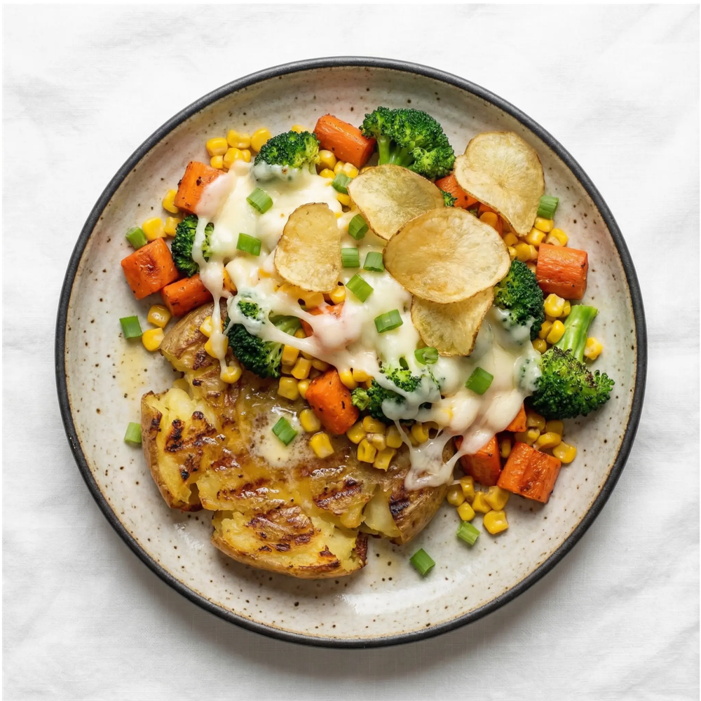 Cheesy Veggie Smashed Potato