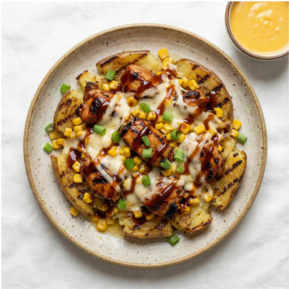 Garlic BBQ Chicken Smashed Potato